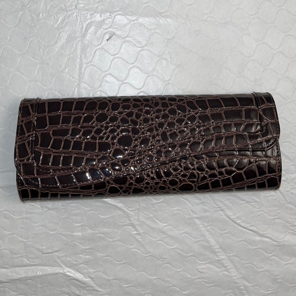 Evening Gown brown faux croc evening bag with chain strap - Picture 1 of 8